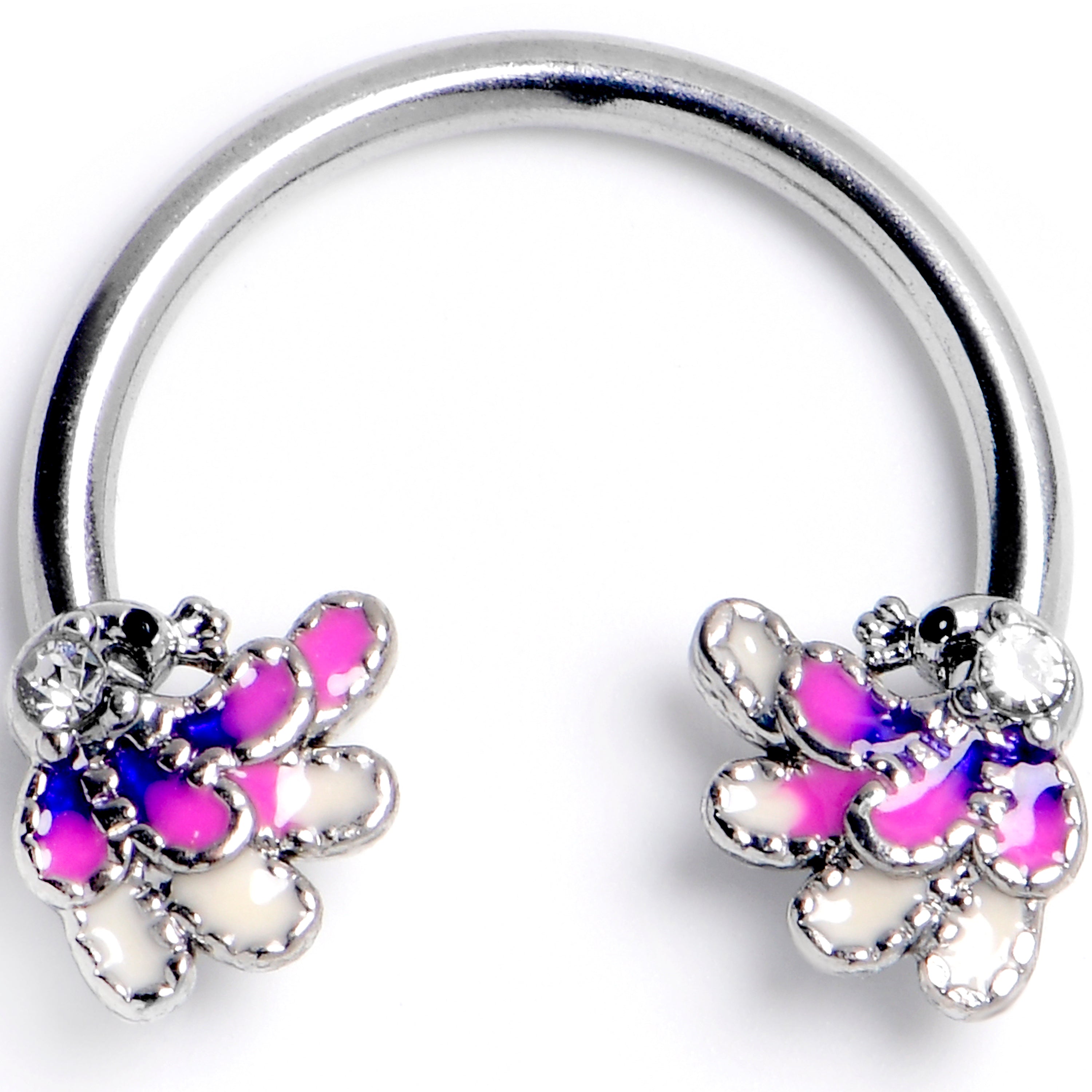 BodyCandy 16G 3/8 Clear Gem Peacock Purple Horseshoe Circular Barbell — main product shot