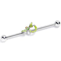 BodyCandy 14G Green Gem Glitter Dragonfly Industrial Barbell 38mm — main product shot