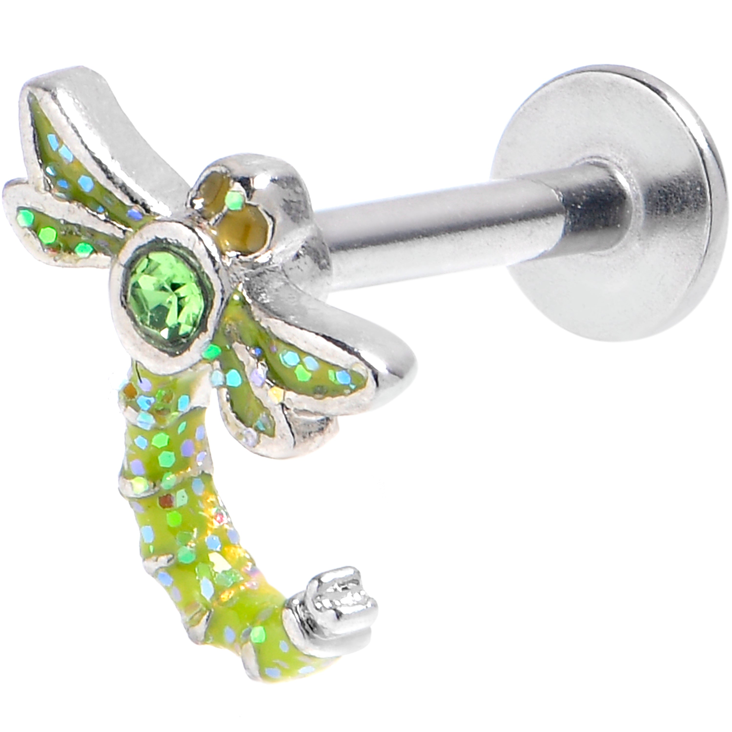 BodyCandy 16G 5/16 Green Gem Glitter Dragonfly Labret Monroe Tragus — main product shot