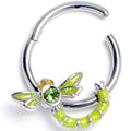 BodyCandy 16G 3/8 Green Gem Dragonfly Green Hinged Segment Ring — main product shot