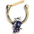 BodyCandy 16G 5/16 Gold Tone Regal Owl Blue Cartilage Clicker — main product shot