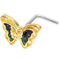 BodyCandy 20G 7mm Vitrail Gem Classic Butterfly Golden L Shape Nose Ring — main product shot
