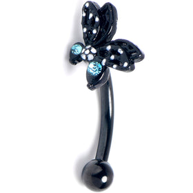 16G 5/16 Blue CZ Gem Night Drama Butterfly Curved Eyebrow Ring
