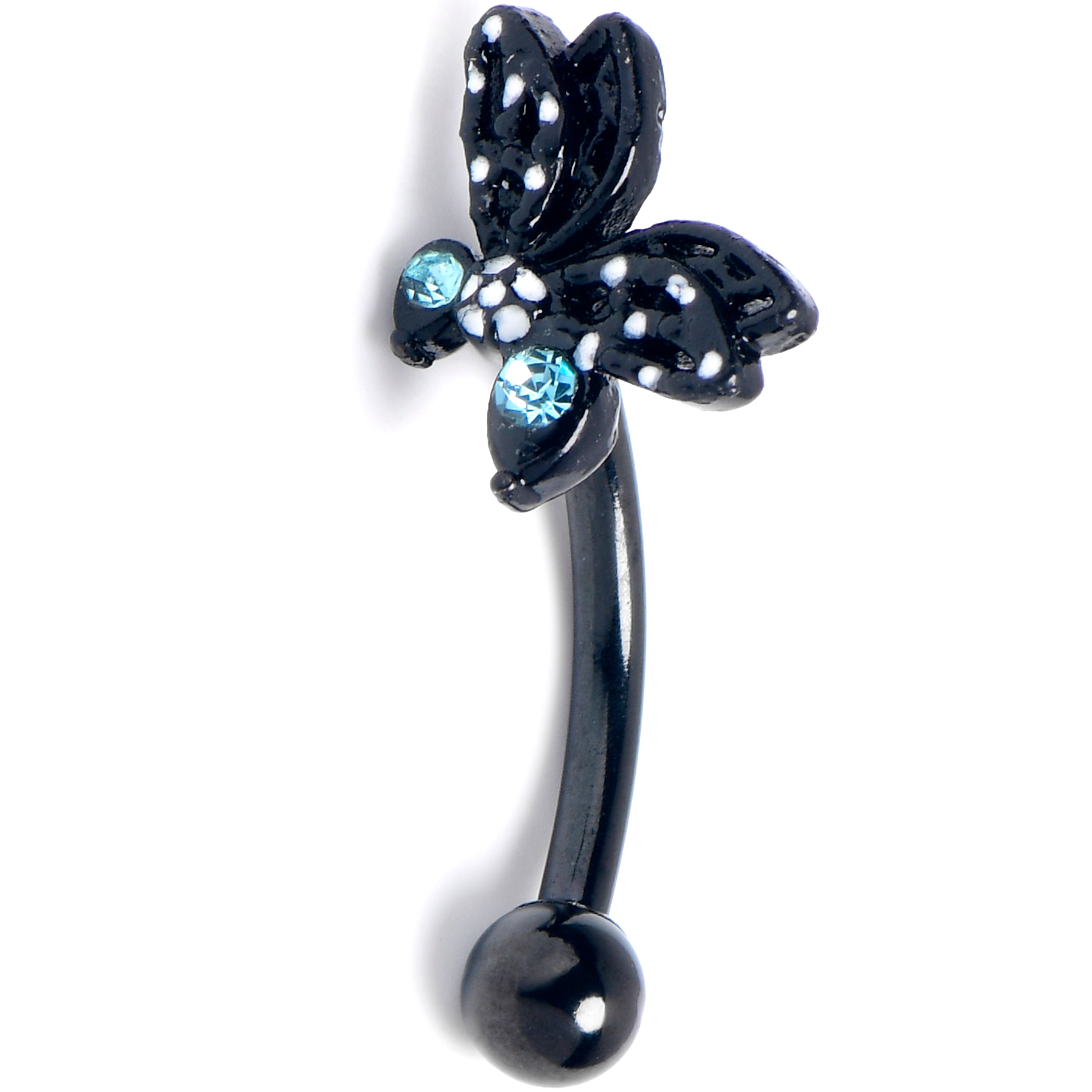 BodyCandy 16G 5/16 Blue CZ Gem Night Drama Butterfly Curved Eyebrow Ring — main product shot