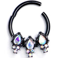 BodyCandy 16G 3/8 Aurora Gem Black Dream Drops Hinged Segment Ring — main product shot