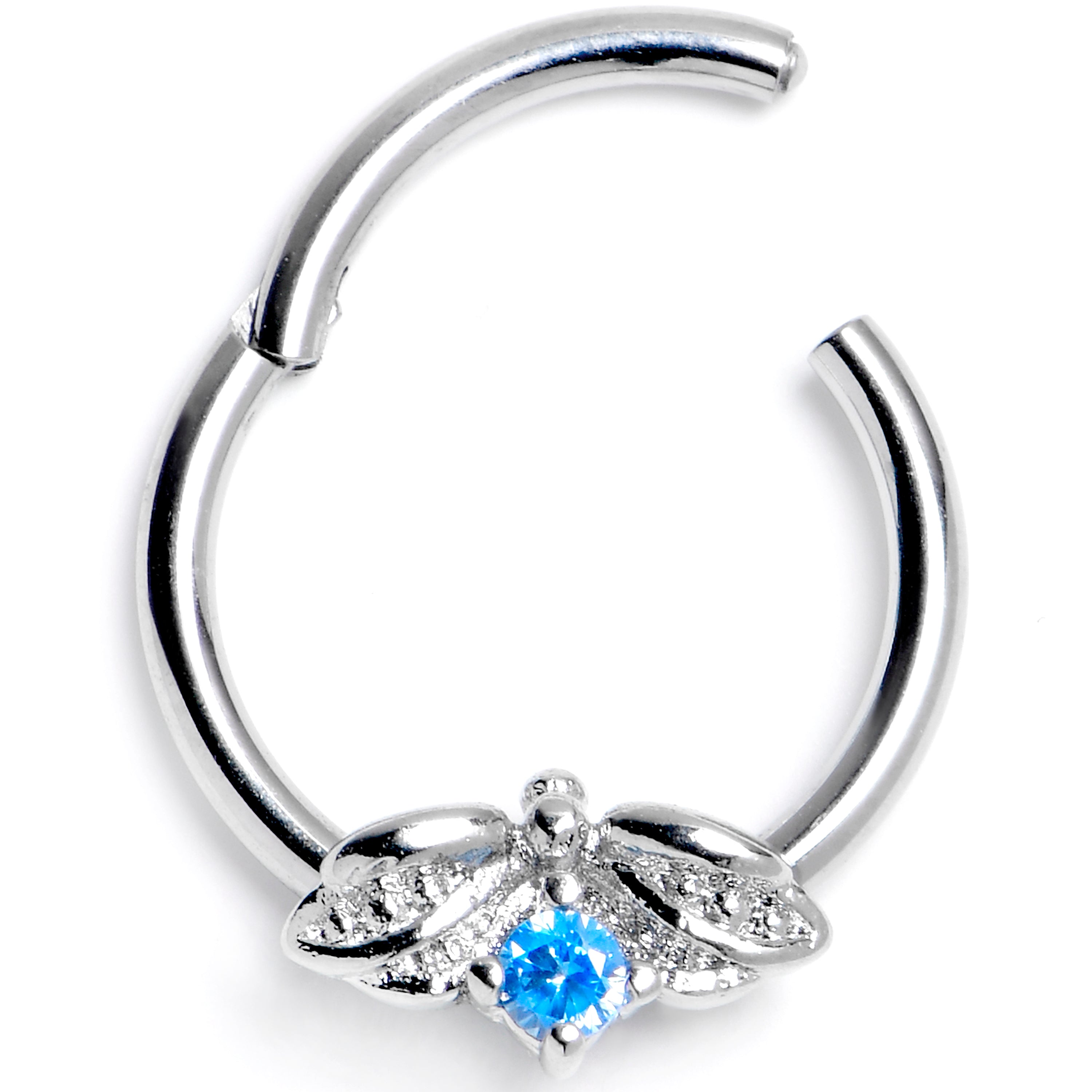 BodyCandy 16G 3/8 Blue Gem Beauty Bug Insect Hinged Segment Ring — main product shot