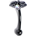 BodyCandy 16G 5/16 Clear Gem Black Gothic Butterfly Curved Eyebrow Ring — main product shot