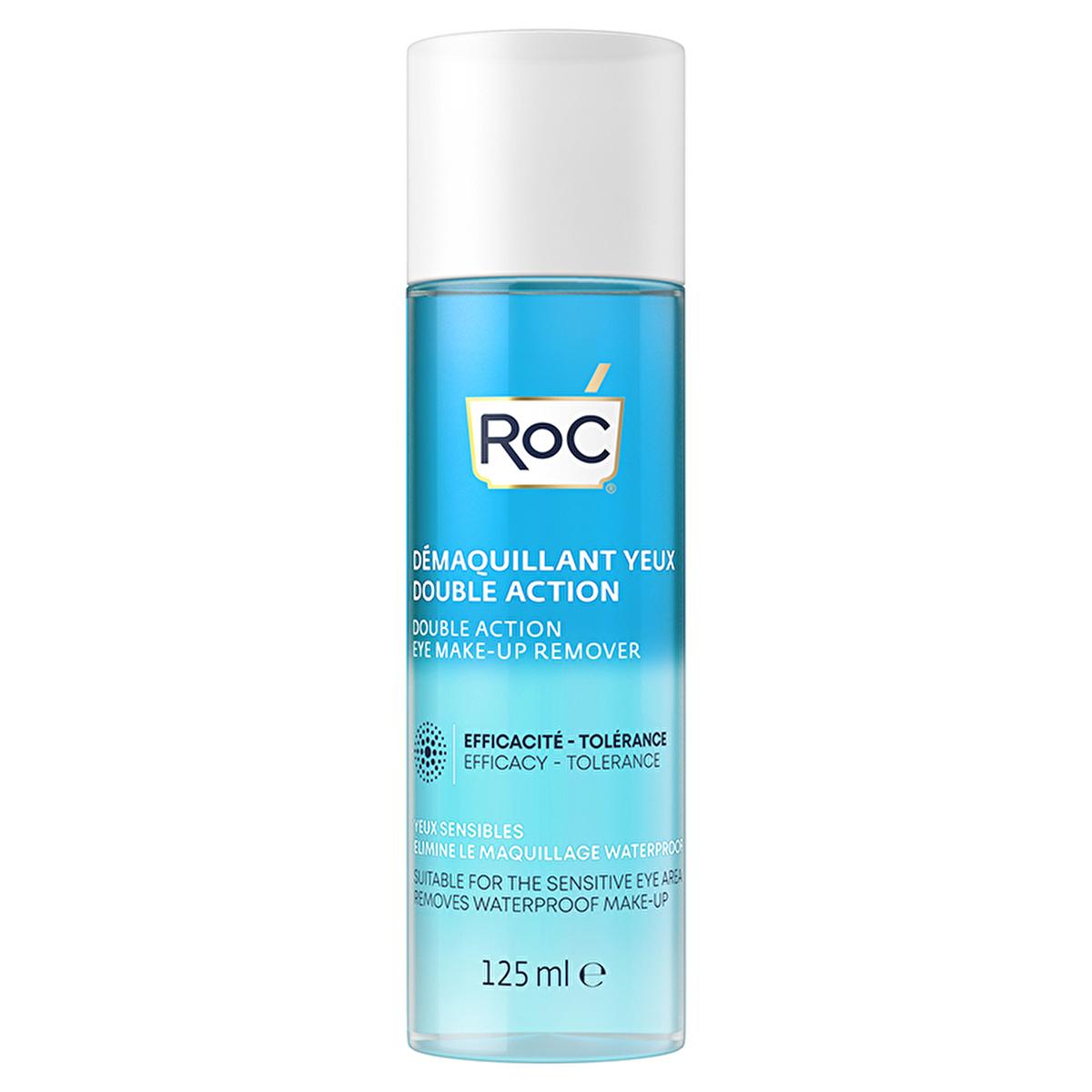 RoC Dual Action Eye Makeup Remover - Waterproof, Gentle, Hydrating Formula - Dissolves Stubborn Mascara, Oil & Glycerin Enriched, 4.23 fl oz