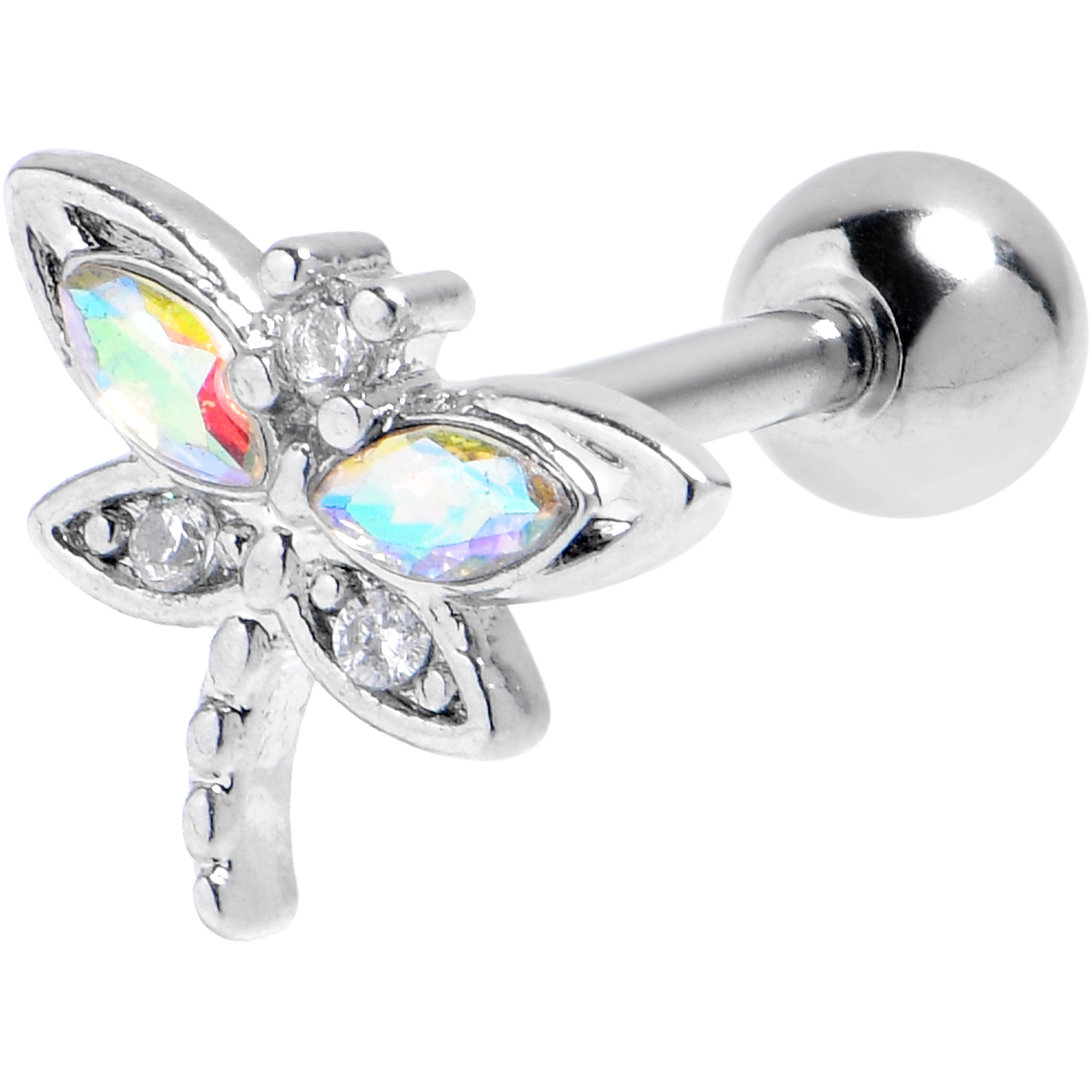 BodyCandy 16G 1/4 Aurora CZ Gem Understated Dragonfly Cartilage Earring — main product shot