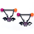 BodyCandy 14G 9/16 Demon Bat Chain Dangle Nipple Ring Set — main product shot