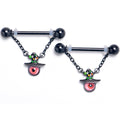 BodyCandy 14G 9/16 Red Eye Witch Hat Chain Dangle Nipple Ring Set — main product shot