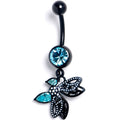 BodyCandy Blue CZ Gem Black Night Drama Butterfly Dangle Belly Ring — main product shot