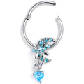 BodyCandy 16G 3/8 Blue Gem Moon Bow Heart Dangle Hinged Segment Ring — main product shot
