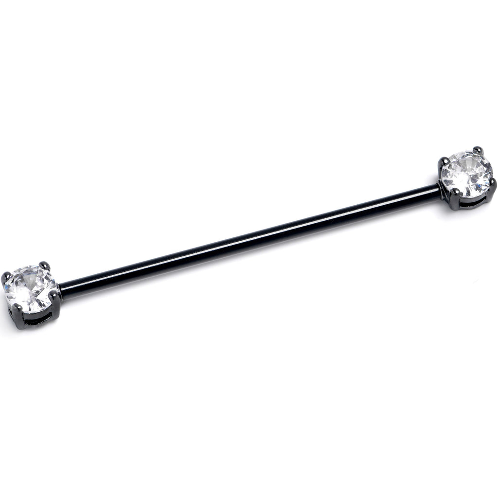 BodyCandy 14G Clear CZ Gem Black Internally Threaded Industrial Barbell 38mm — main product shot