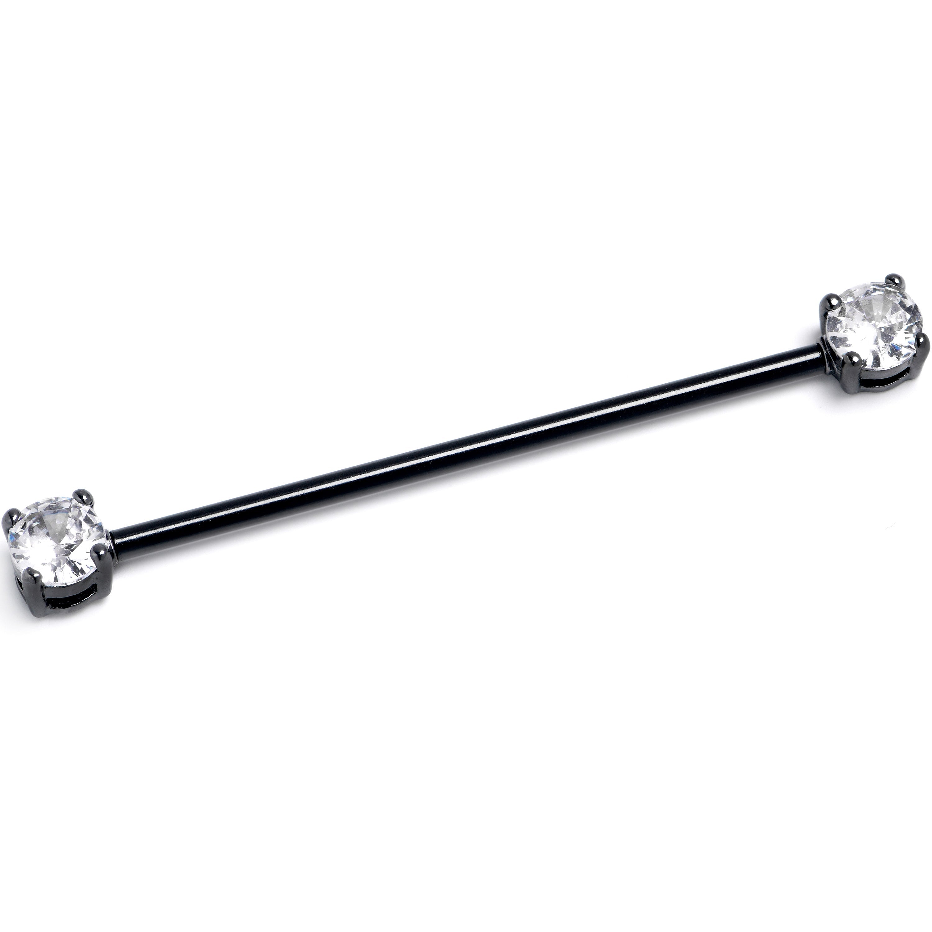 BodyCandy 14G Clear CZ Gem Black Internally Threaded Industrial Barbell 38mm — main product shot