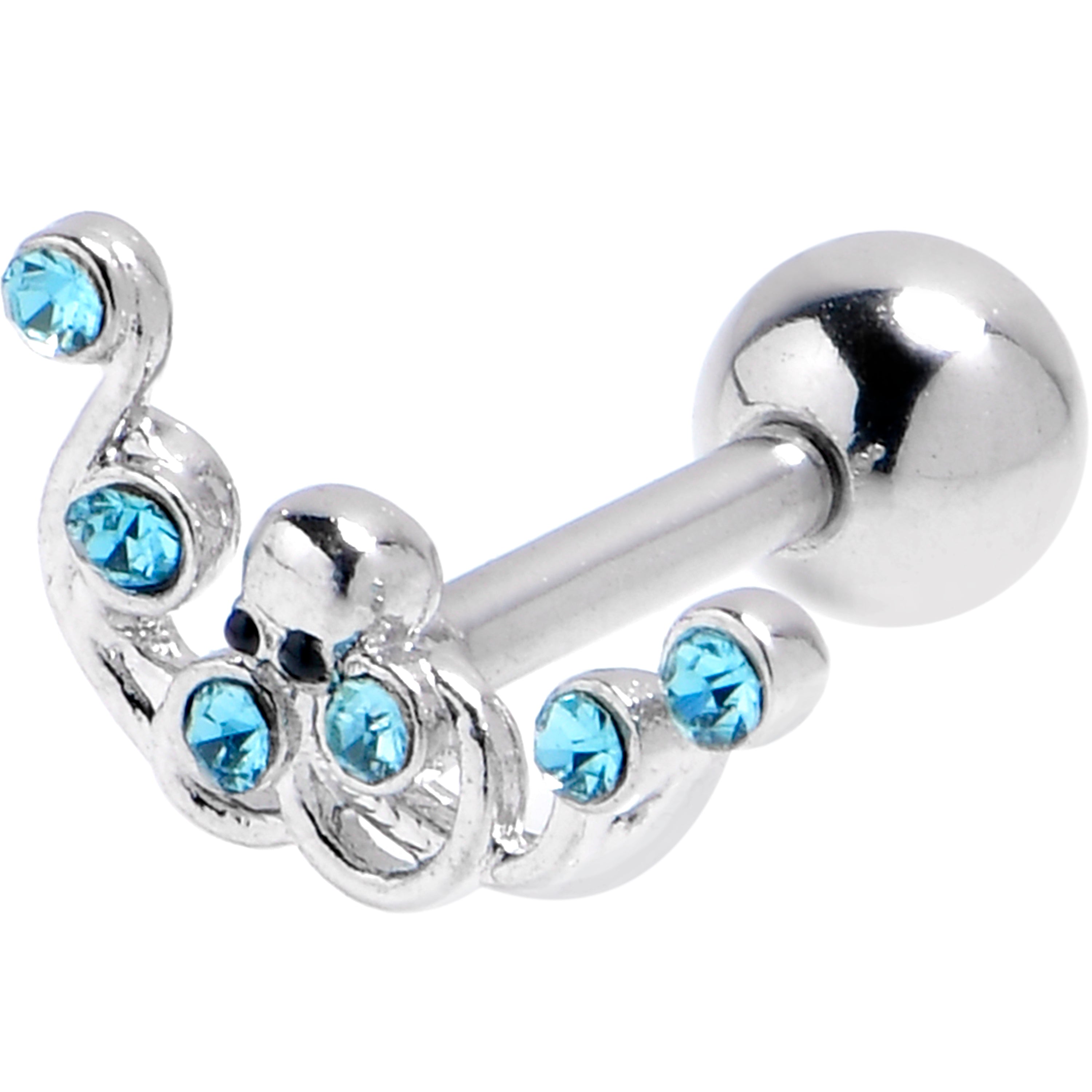 BodyCandy 16G 1/4 Blue Gem Scrolling Elegance Cartilage Tragus Earring — main product shot