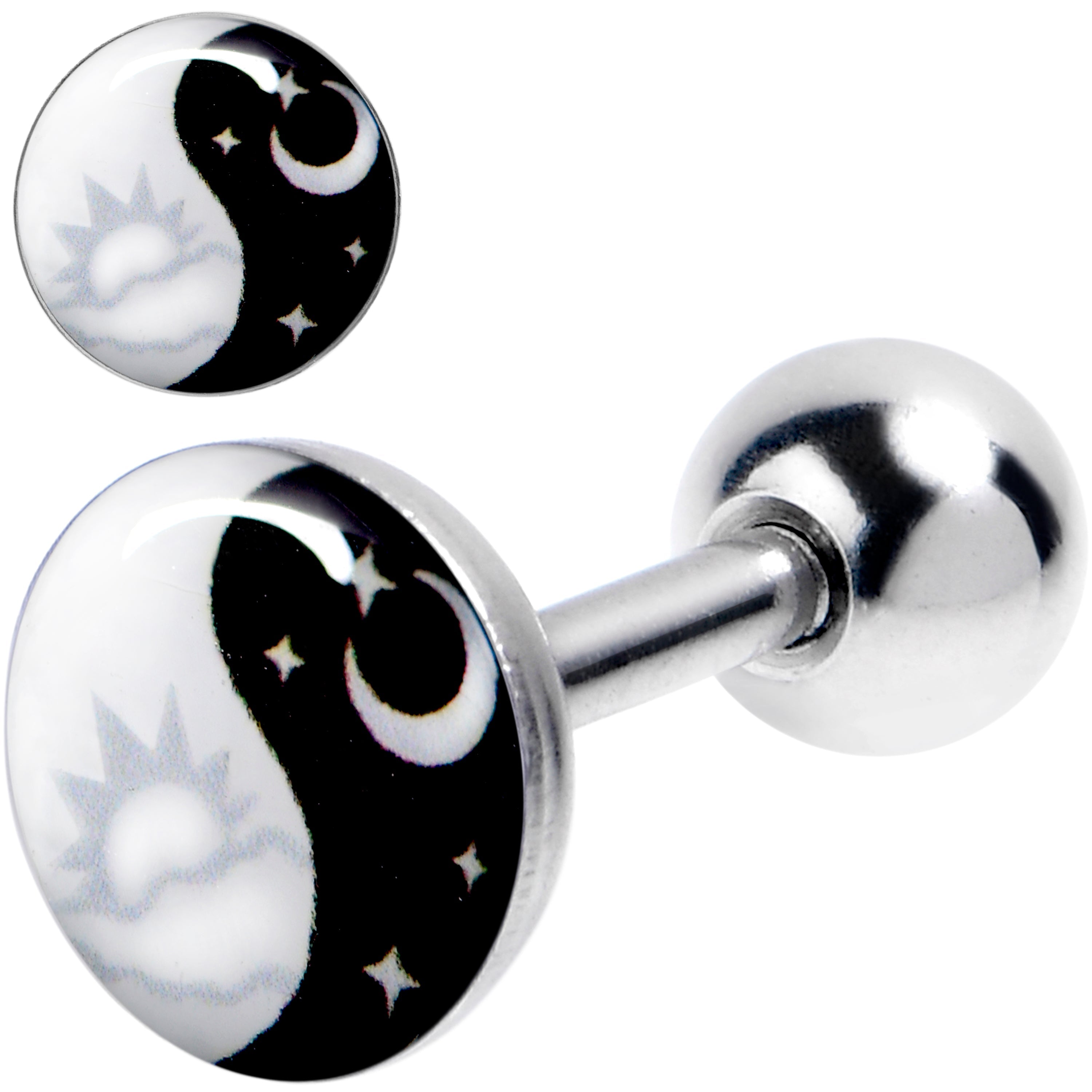 BodyCandy 16G 1/4 Night And Day Yin Yang Cartilage Tragus Earring — main product shot
