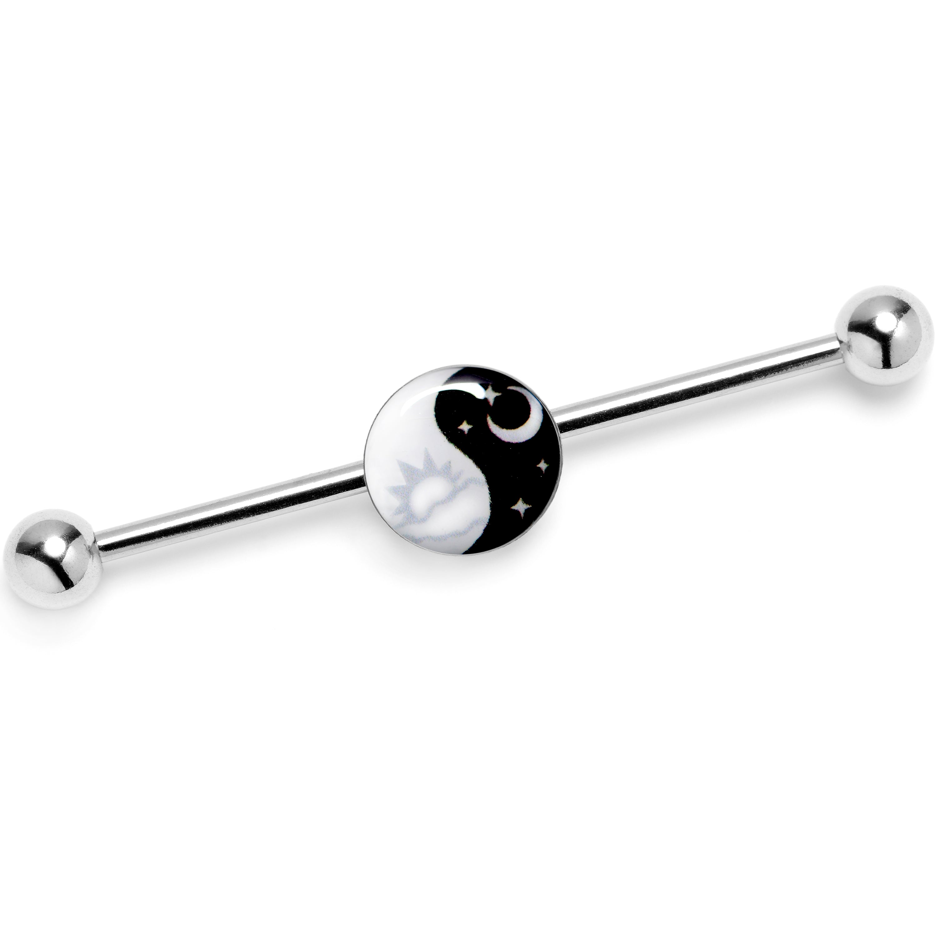 BodyCandy 14G Night And Day Yin Yang Industrial Barbell 38mm — main product shot