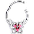 BodyCandy 16G 3/8 Clear Gem Fabulous Butterfly Pink Hinged Segment Ring — main product shot