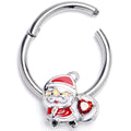 BodyCandy 16G 3/8 Red Gem Santa Bag Heart Hinged Segment Ring — main product shot