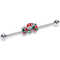 BodyCandy 14G Clear Gem Santa Hat Skull Gifts Industrial Barbell 38mm — main product shot