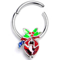 BodyCandy 16G 3/8 Red Gem Festive Holiday Ornament Hinged Segment Ring — main product shot