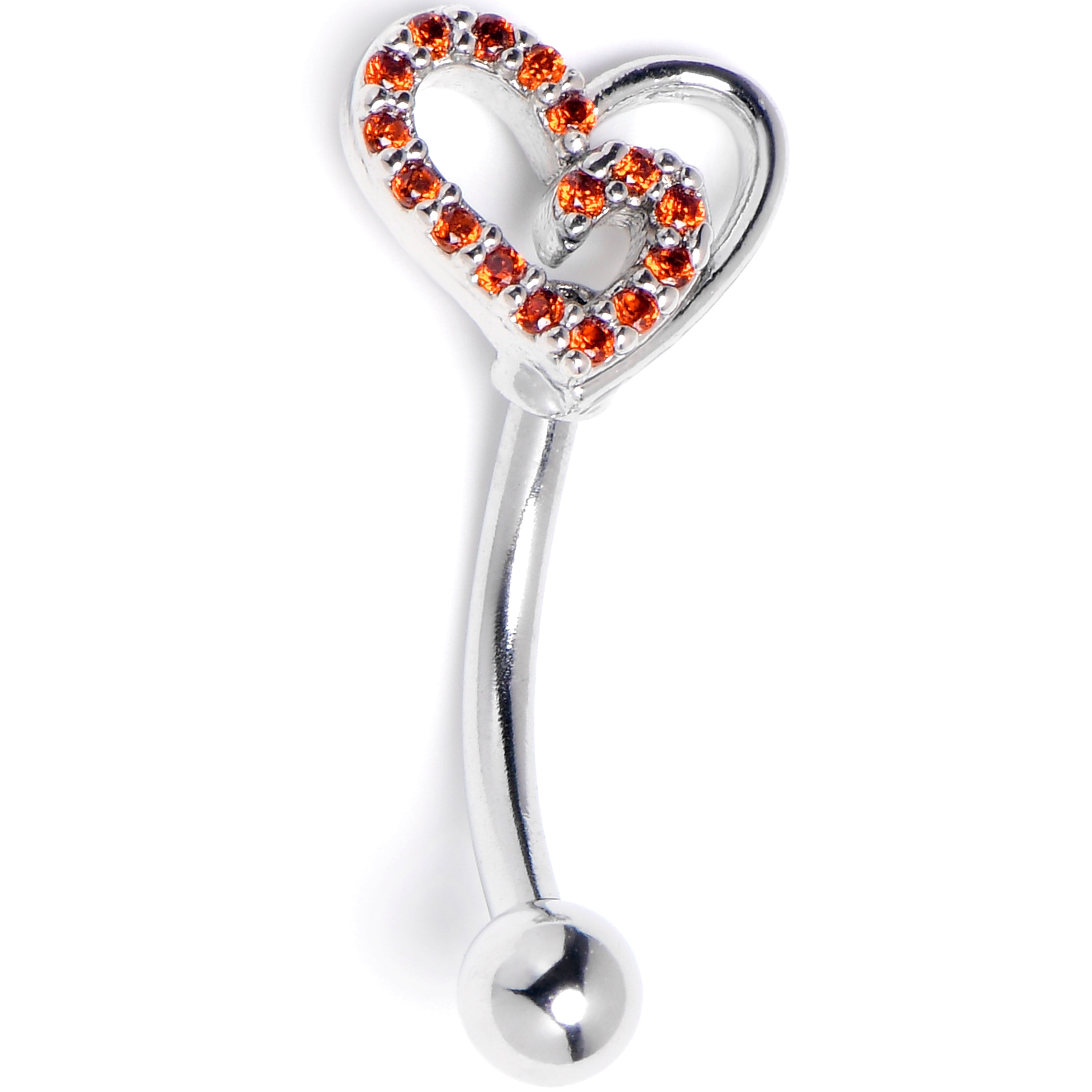 BodyCandy 16G 5/16 Red Gem Asymmetrical Heart Curved Eyebrow Ring — main product shot