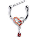 BodyCandy 16G 5/16 Red CZ Gem Asymmetrical Heart Cartilage Clicker — main product shot