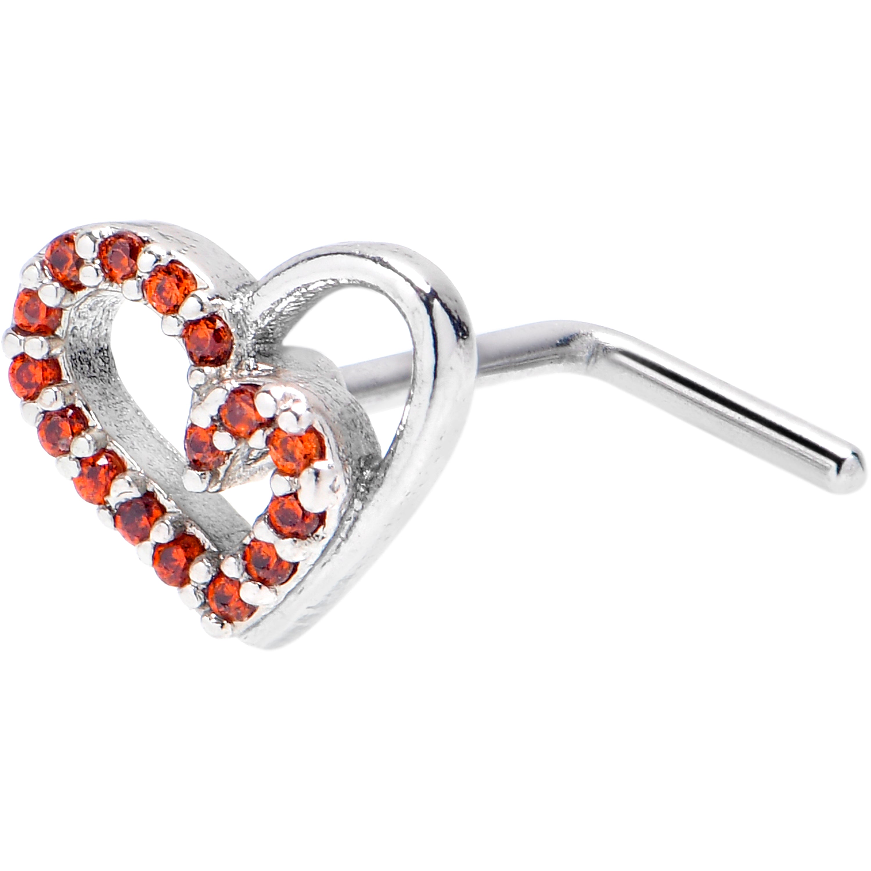 BodyCandy 20G 7mm Red Gem Asymmetrical Heart L Shape Nose Ring — main product shot