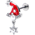 BodyCandy 16G 5/16 Clear Gem Santa Hat Stars Red Dangle Labret Monroe Tragus — main product shot