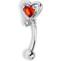 BodyCandy 16G 5/16 Red CZ Gem Wrapped In Heart Curved Eyebrow Ring — main product shot