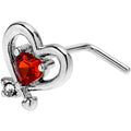 BodyCandy 20G 7mm Red CZ Gem Wrapped In Heart L Shape Nose Ring — main product shot