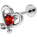 BodyCandy 16G 5/16 Red CZ Gem Internally Threaded Wrapped Heart Labret — main product shot