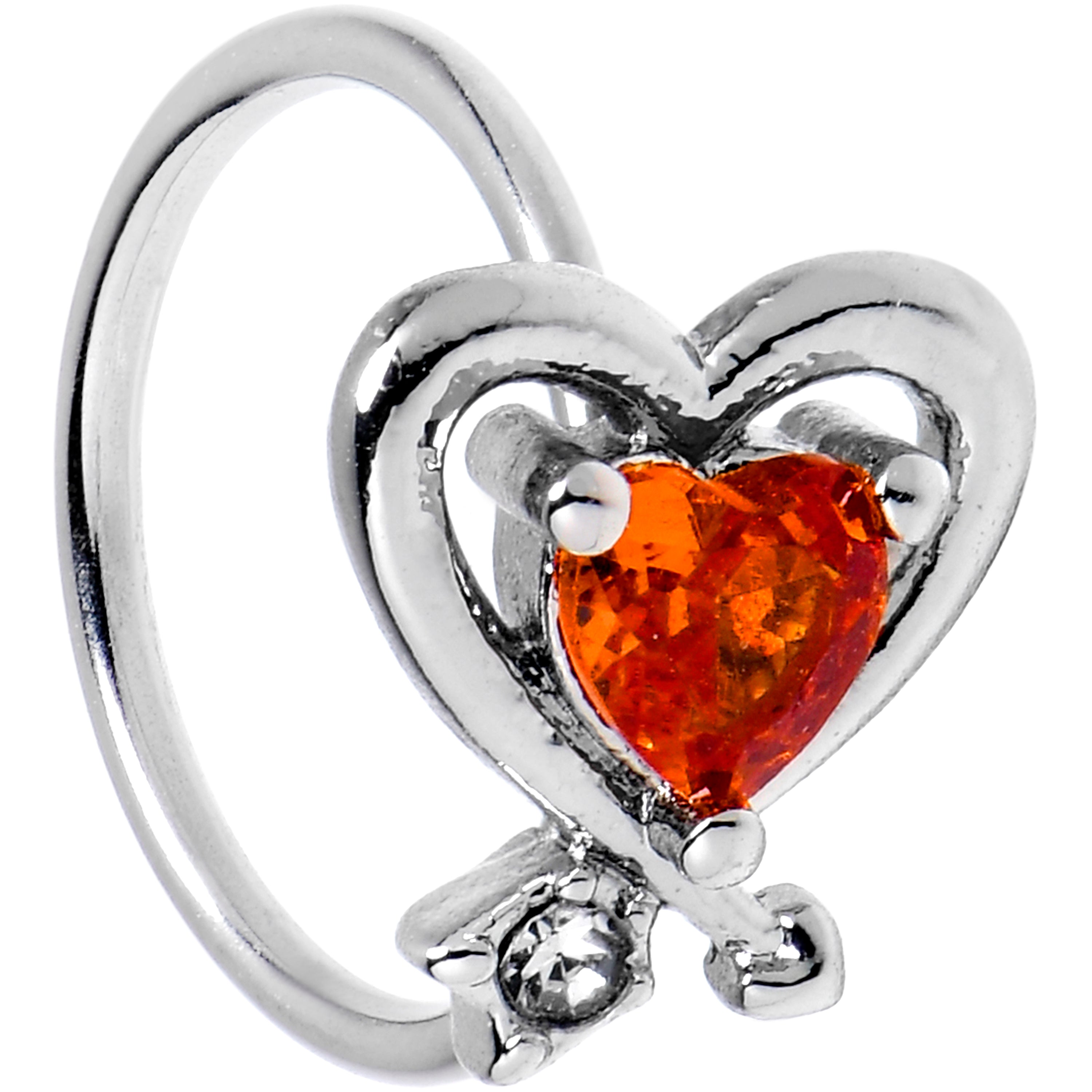 BodyCandy 20G 5/16 Red CZ Gem Wrapped In Heart Nose Hoop — main product shot