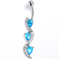 BodyCandy Blue Clear CZ Gem Super Style Swirl Dangle Belly Ring — main product shot