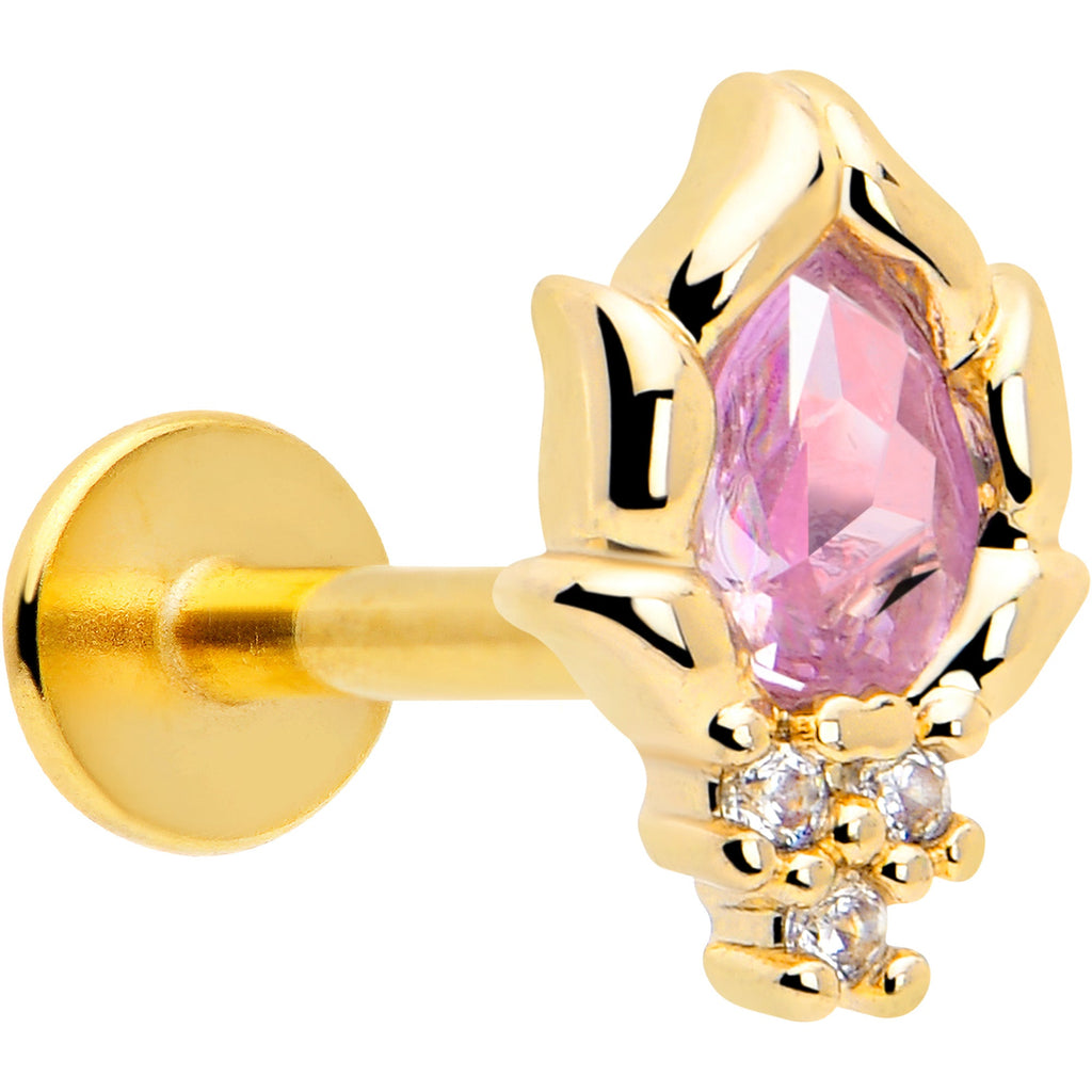 BodyCandy 16G 5/16 Pink CZ Gem Gold Tone Style Fire Labret Monroe Tragus — main product shot
