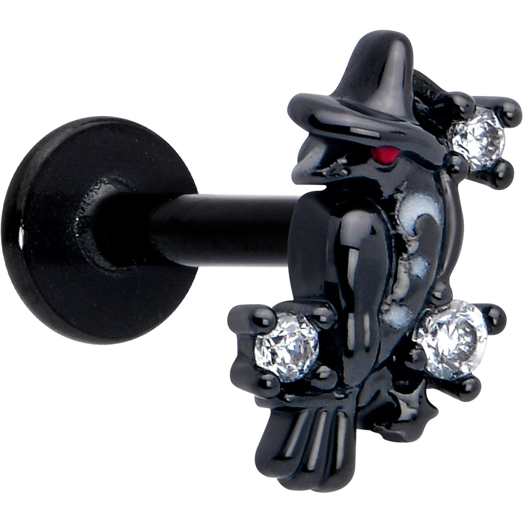 BodyCandy 16G 5/16 Clear CZ Gem Black Raven Witch Labret Monroe Tragus — main product shot