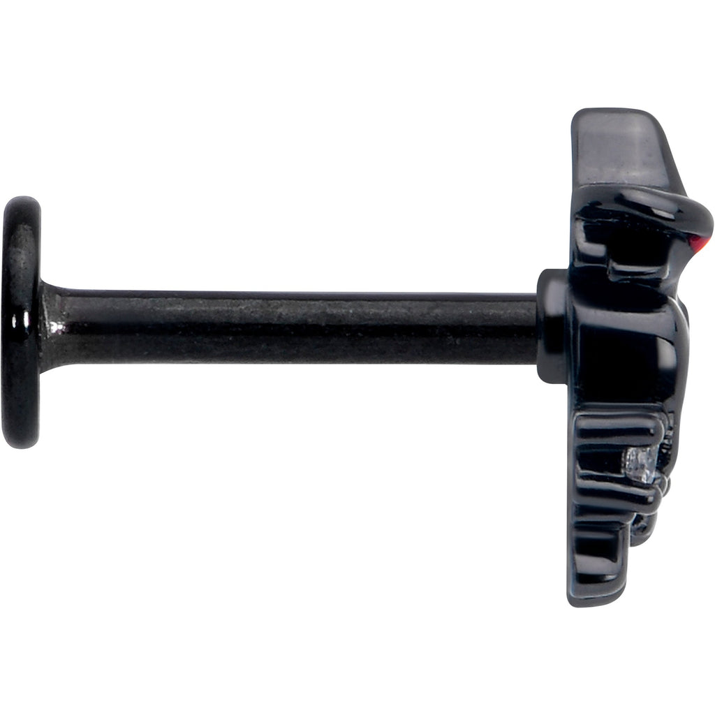 BodyCandy 16G 5/16 Clear CZ Gem Black Raven Witch Labret Monroe Tragus — side view