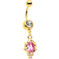 BodyCandy Pink CZ Gem Gold Tone Style Fire Dangle Belly Ring — main product shot