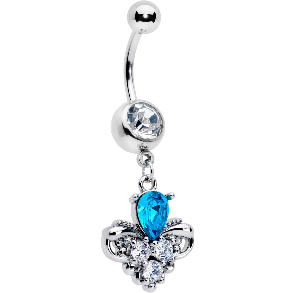 BodyCandy Blue Clear Gem Style Simplicity Dangle Belly Ring — main product shot