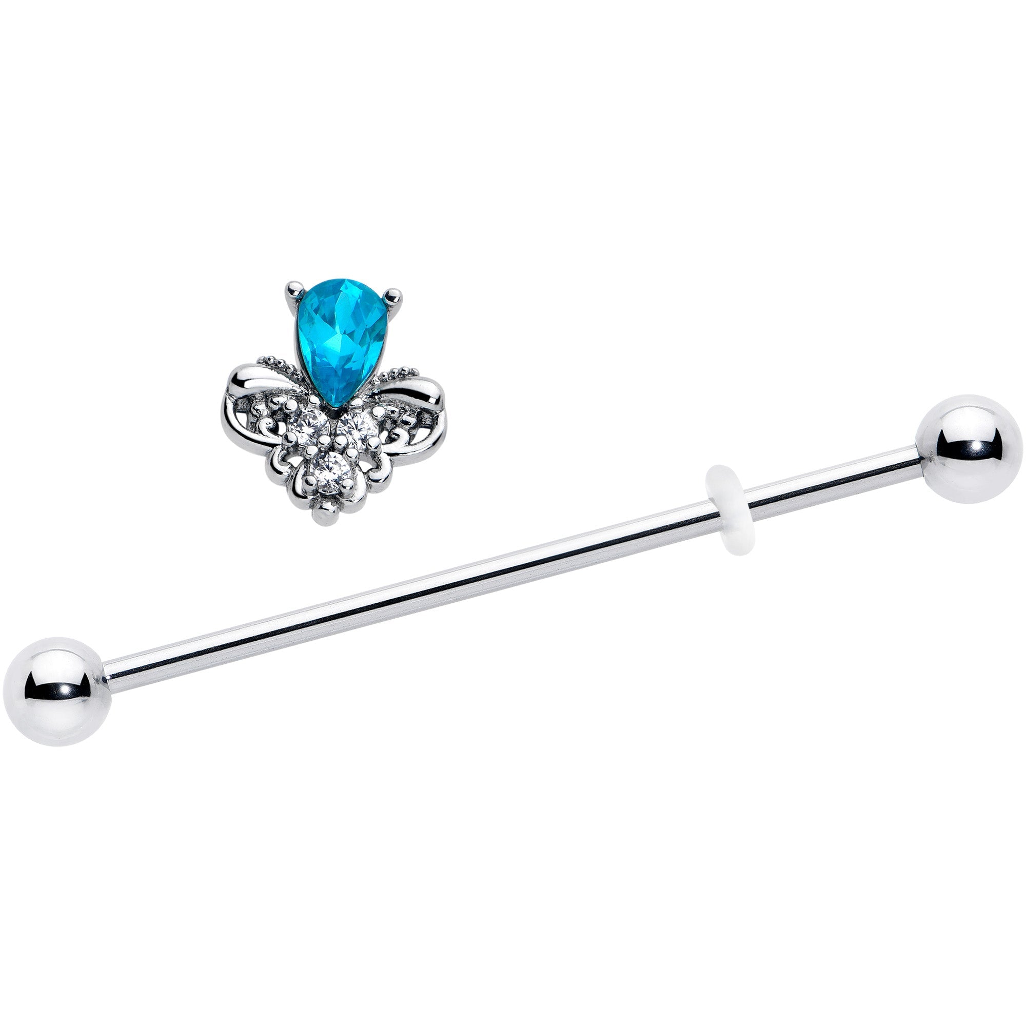 BodyCandy 14G Blue Gem Style Simplicity Industrial Barbell 38mm — detail close-up