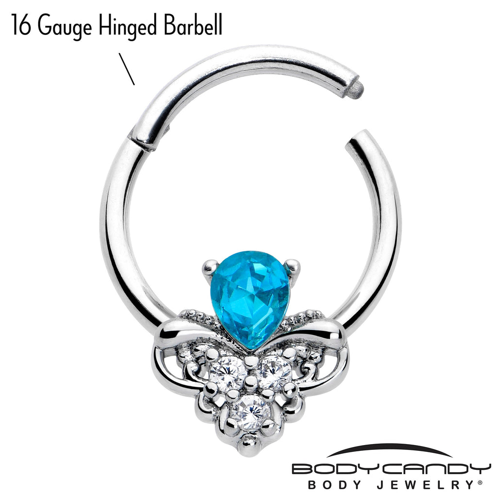 BodyCandy 16G 3/8 Blue Gem Style Simplicity Hinged Segment Ring — lifestyle context