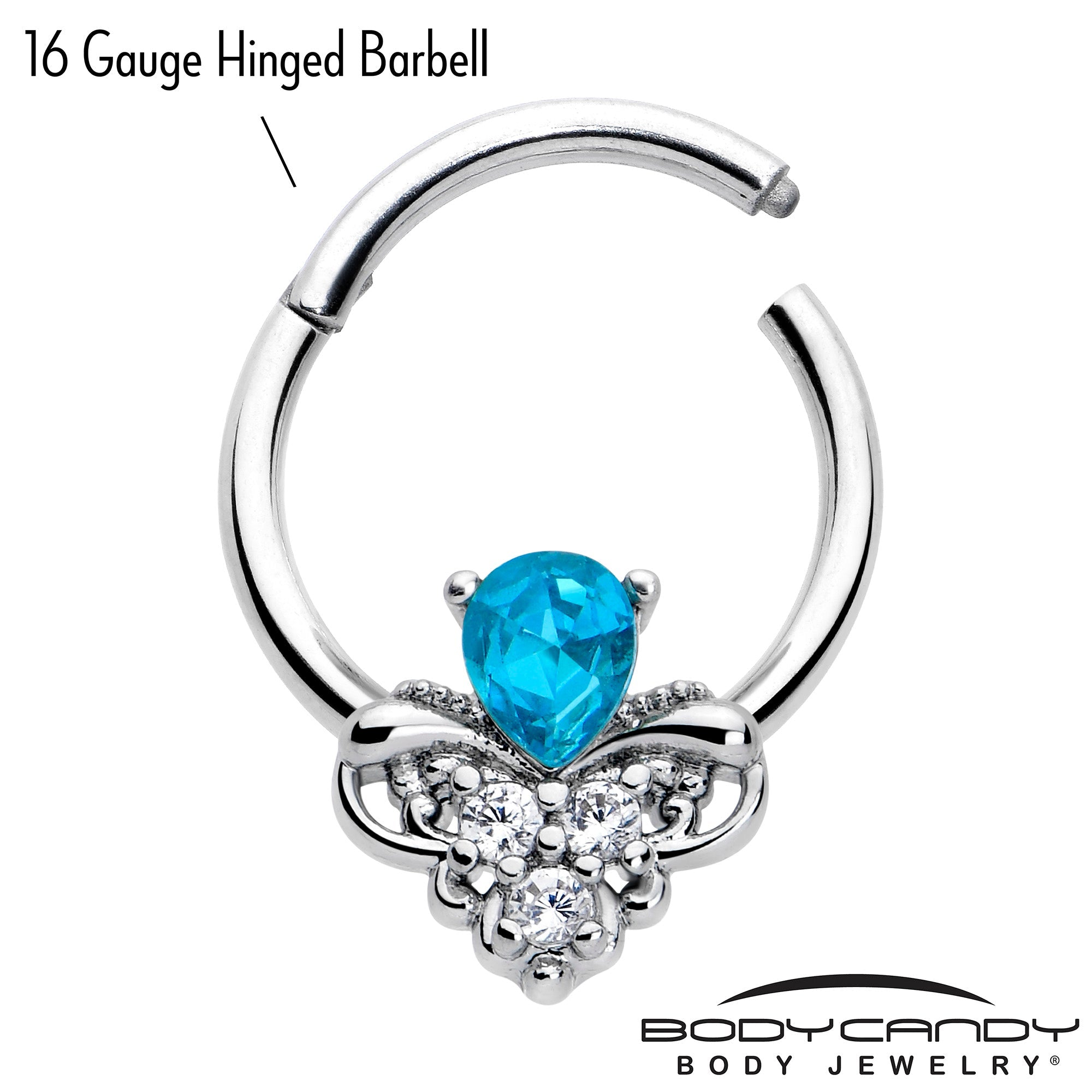 BodyCandy 16G 3/8 Blue Gem Style Simplicity Hinged Segment Ring — lifestyle context
