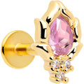 BodyCandy 16G 1/4 Pink CZ Gem Gold Tone Style Fire Labret Monroe Tragus — main product shot
