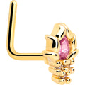 BodyCandy 20G 7mm Pink CZ Gem Gold Tone Style Fire L Shape Nose Ring — main product shot
