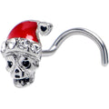 BodyCandy 20G 7mm Clear Gem Santa Hat Skull Left Side Nose Screw — main product shot