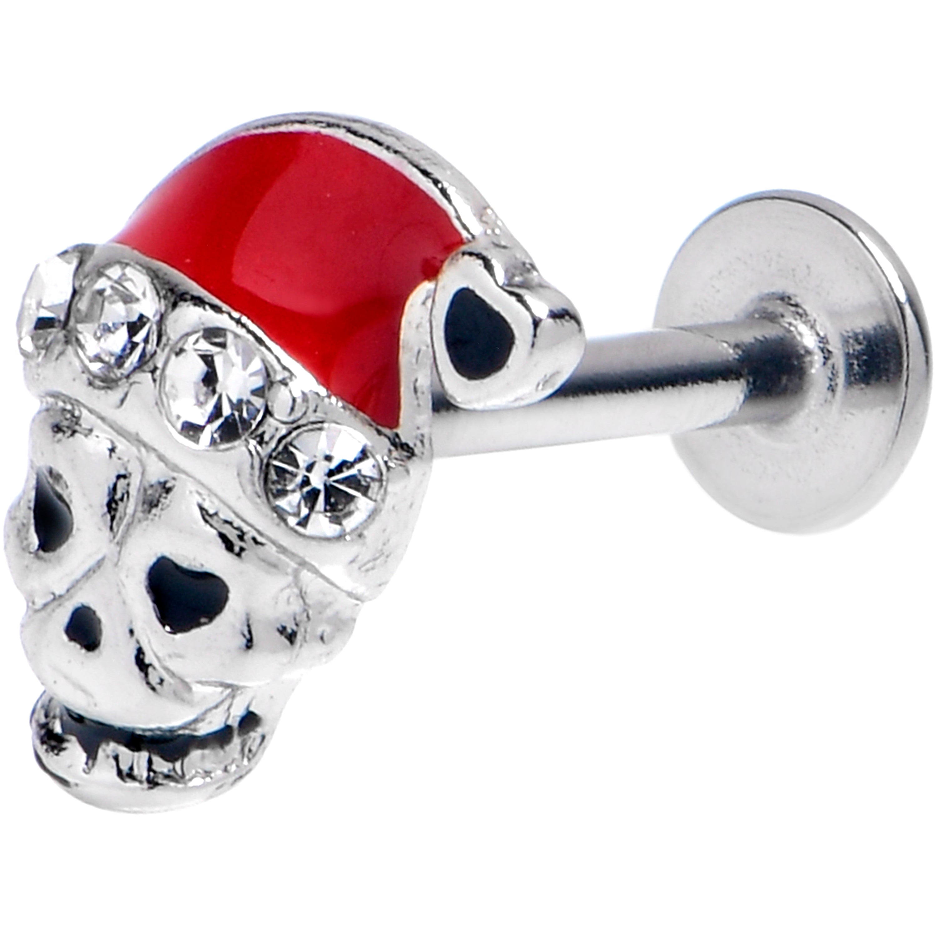 BodyCandy 16G 5/16 Clear Gem Santa Hat Skull Labret Monroe Tragus — main product shot