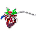BodyCandy 20G 7mm Red Gem Festive Holiday Ornament L Shape Nose Ring — main product shot