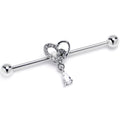 BodyCandy 14G Clear CZ Gem Asymmetrical Heart Dangle Industrial Barbell 38mm — main product shot