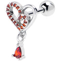 BodyCandy 16G 1/4 Red CZ Gem Asymmetrical Heart Dangle Cartilage Earring — main product shot